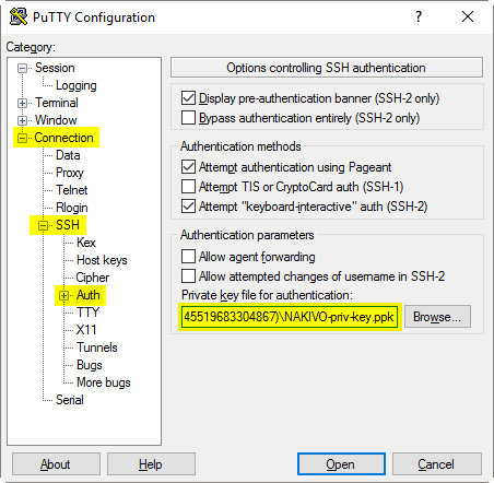 Private key file for authentication